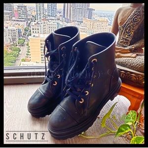 Schutz Black leather heavy duty combat boots - 38
